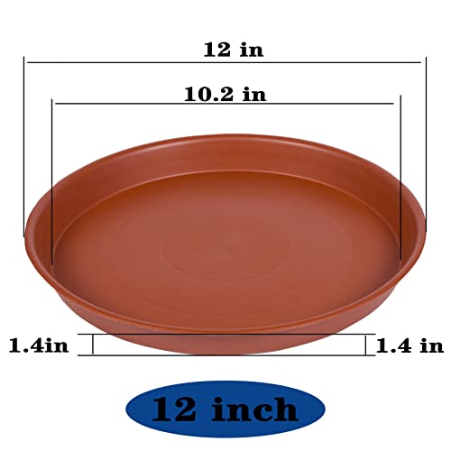 6 Pack of 12 inch Plant Saucer, Heavy Duty Plastic Planter Saucer 12" Round, Plant Tray for Pots, Flower Pot Saucers for Indoors, Flower Trays for Planter 11"/12" (12 inch, Terracotta) - size: 12" (6 pack)