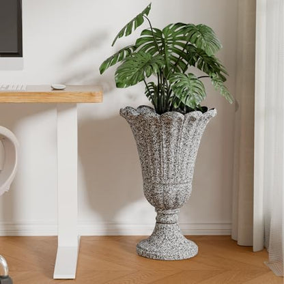 24" Tall Urn Planters for Outdoor Plants, Urns and Pedestal, Gray - color: Heather Grey-sandblasting