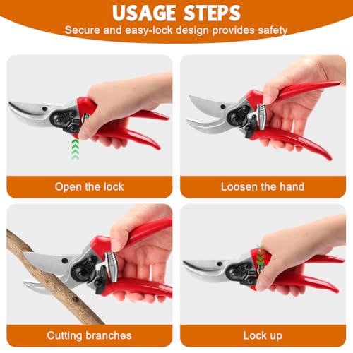 Ainiv Bypass Pruning Shears, 8.5" Professional Garden Shears, Heavy Duty
