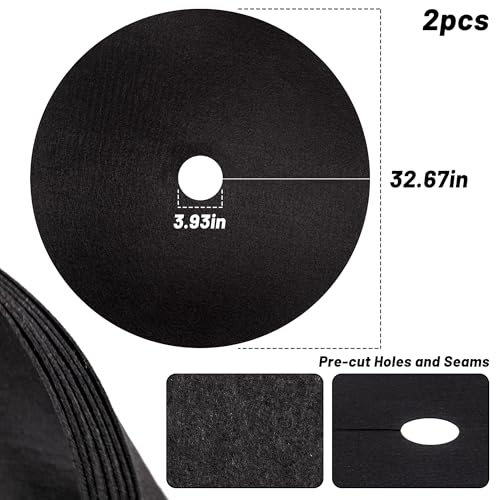 32.5" Non-Woven Tree Mulch Ring, 2 Pack Weed Barrier Mat,Degradable Tree Mulch Used to inhibit Weed Growth and Landscape Weed Control Plant Root Protection - color: Black-2pack-32.5"