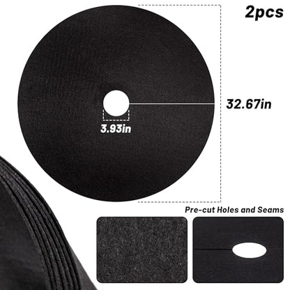 32.5" Non-Woven Tree Mulch Ring, 2 Pack Weed Barrier Mat,Degradable Tree Mulch Used to inhibit Weed Growth and Landscape Weed Control Plant Root Protection - color: Black-2pack-32.5"