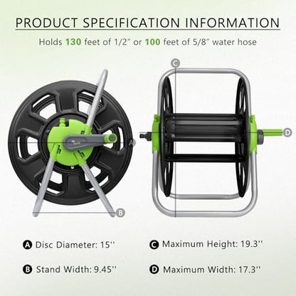 Metal Water Hose Reel Hold 100FT 5/8" Hose - color: Black-metal