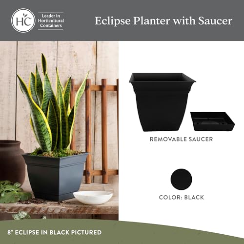 The HC Companies Eclipse Square Planter Pot, 12 Inch, Black, 2-Pack - color: Black, size: 12", style: Pack of 2