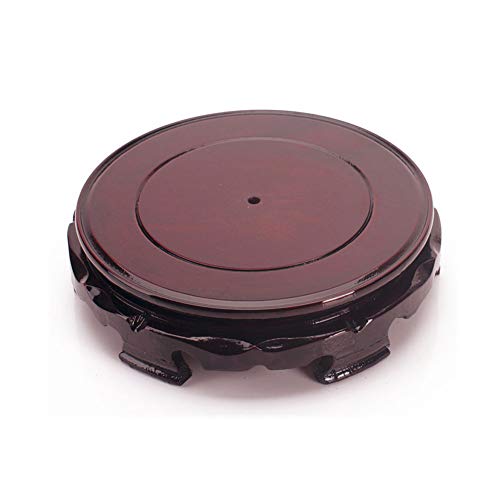AKOAK Vintage Circular Wooden Vase Aquarium Table Lamp Teapot Base, Stable Home Decoration Display Stand (6.2") - size: 6.2"