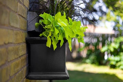 Mayne Fairfield 24in Self-Watering Rectangular Window Box Planter, Black - color: Black, size: 24in