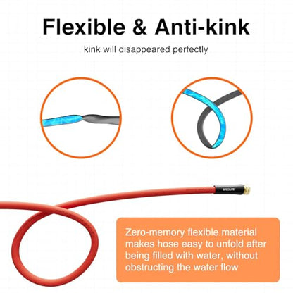 SPECILITE 3/4" x 25FT Hot/Cold Rubber Garden Water Hose, -50℉-190℉, Red - color: 3/4"ID Red, size: 25ft