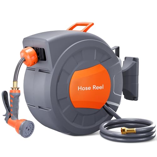 GAOMON Retractable Garden Hose Reel, Water Hose Reel 1/2 in x 100 ft - size: 100FT