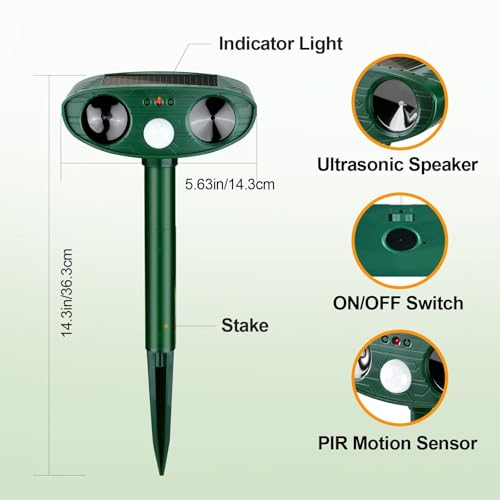 4 Pack Solar Ultrasonic Deer Repellent & Animal Repellent Outdoor