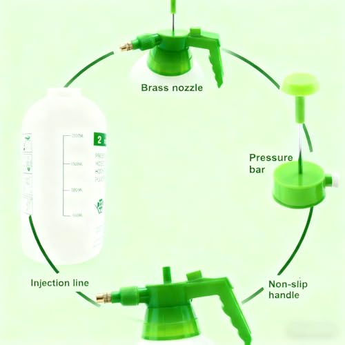 3 Pcs 1/2 Gallon Pump Sprayer Plastic, Handheld Pressure Sprayer, Garden Pump Sprayer Bottle with Adjustable Nozzle for Plants, Cleaning, Household Tasks, (Green) - color: Green
