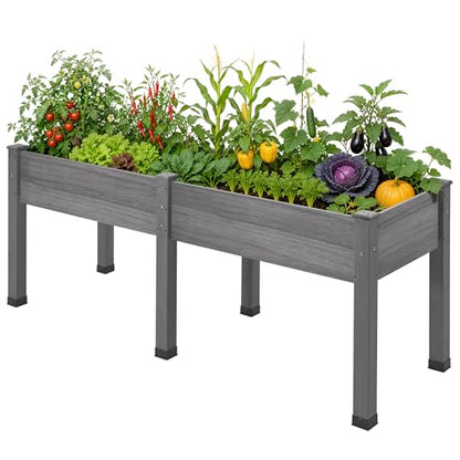 AMERLIFE Raised Garden Bed, 72x24x30 Inches Elevated Wood Planter Box - color: Gray, size: 6x2 FT-Regular