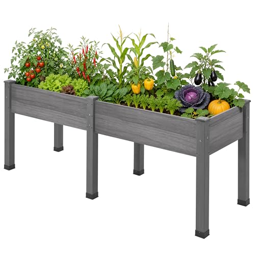 AMERLIFE Raised Garden Bed, 72x24x30 Inches Elevated Wood Planter Box - color: Gray, size: 6x2 FT-Regular