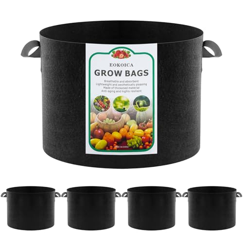 5-Pack 15 Gallon Grow Bags, Thickened Aeration Fabric Pots - size: 15