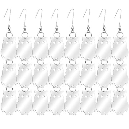 XPCARE 24PCS Bird Scare Devices - Owl Shape Bird Reflective Discs - Highly Reflective Double-Sided Bird Reflectors - to Scare Woodpecker Pigeon Owls Birds Away