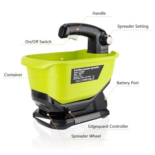 Cordless Grass Seed Spreader Compatible with Ryobi 18V Battery,Fertilizer Spreader Available Year-Round Handheld Spreader for Seed, Fertilizer, Salt, Ice Melt (Tool only)