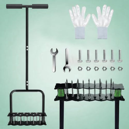 Lawn Aerator Tool, Black Manual with 14 Iron Spikes - color: Black