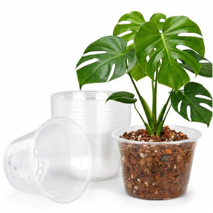15 Pack 7 Inch Clear Nursery Pots, Large Clear Plant Pots with Drainage - size: 7 Inch-15 Pack