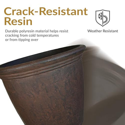 Sunnydaze Anjelica 15.25'' Large Plastic Planter Pot for Plants, Rust - color: Rust, size: 15.25 in