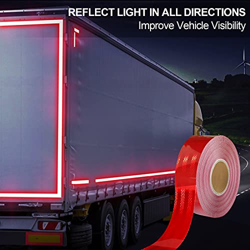 Reflective Tape, Waterproof Self Adhesive Dot Safety Reflector - color: Red, size: 1 Inch x 65 Feet
