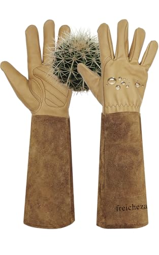 [Clearance promotion] Long Gardening Gloves for Women/Men-Thorn Proof Rose Pruning Gloves, Leather work Gauntlet - size: X-Large