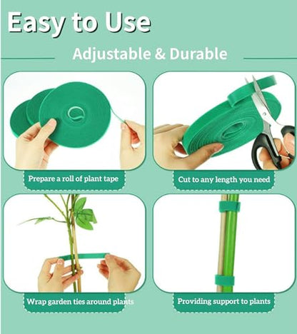 32.8 Feet Green Garden Tape Plant Ties for Climbing Plants 1/2'' Wide Gardening Plant Ties Strap to Support Plants, Reusable Plant Tape Garden Ties for Vines, Tomatoes(32.8feet) - size: 32.8ft