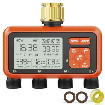 Sprinkler Timer 4 Zone with Brass Inlet Water Timer for Garden - size: 4 Outlet