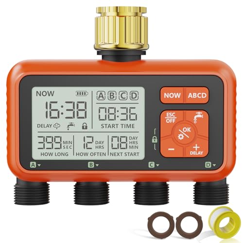 Sprinkler Timer 4 Zone with Brass Inlet Water Timer for Garden - size: 4 Outlet