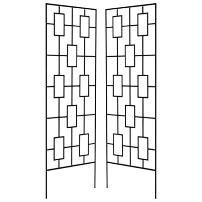 Panacea Black Metal Modern Climbing Plant Garden Trellis, 78" H, Set of 2