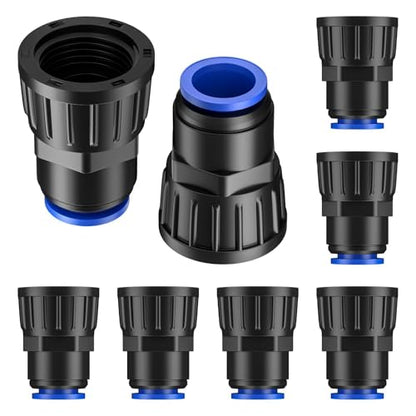 Pawfly 8 Pcs 3/4" to 1/2" Drip Irrigation Faucet Adapters, Quick Connect 3/4" FHT Faucet to 1/2" Tubing Connectors, Push-to-Fit Garden Hose Adapters, Anti-Leak Drip Irrigation Hose Connectors - size: 8 Pcs 3/4" to 1/2" Faucet Adapters