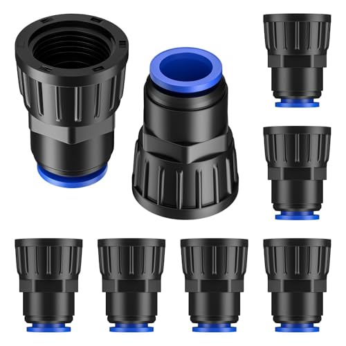 Pawfly 8 Pcs 3/4" to 1/2" Drip Irrigation Faucet Adapters, Quick Connect 3/4" FHT Faucet to 1/2" Tubing Connectors, Push-to-Fit Garden Hose Adapters, Anti-Leak Drip Irrigation Hose Connectors - size: 8 Pcs 3/4" to 1/2" Faucet Adapters