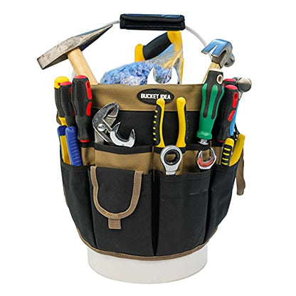 MELOTOUGH Bucket Tool Organizer With 35 Pockets Fits to 3.5-5 Gallon Bucket (Khaki) - color: Khaki