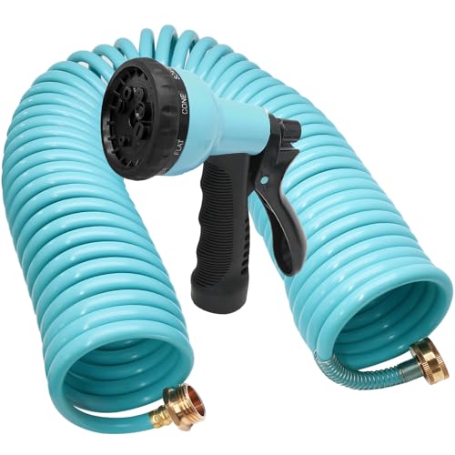 50ft Garden Hose, EVA Curly Water Retractable - color: Blue, size: 50FT