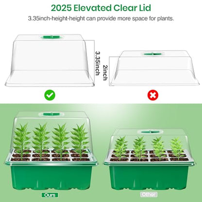 Bonviee 10-Pack Seed Starter Trays, Tall Dome, Base, 12-Cell Tray, Green - color: Green, size: 10 Packs (120 Cells)