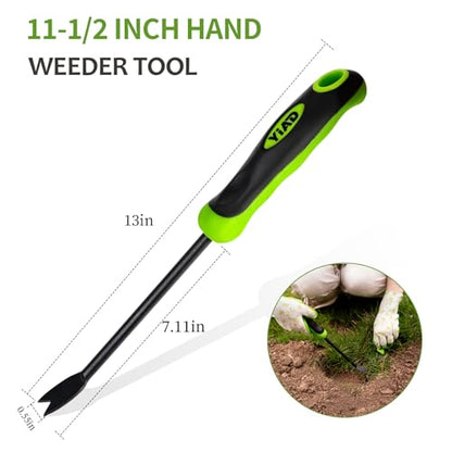 Hand Weeder Tool, 13" High-Carbon Steel V-Tip Weed Puller - size: 13-IN