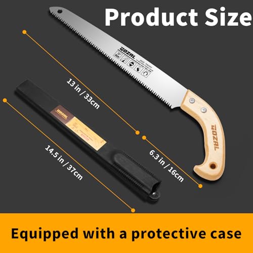 YIAD 13" Pruning Saw, Curved High Carbon Steel Hand Saw with Sheath - size: 13-Inch Straight