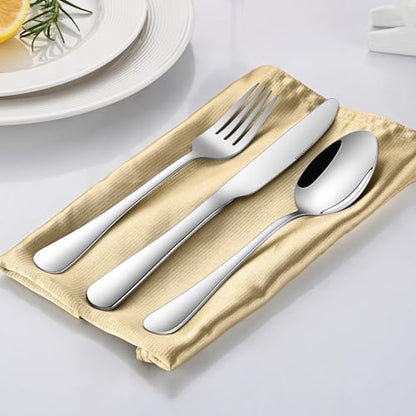 DEHOV 8 Inch Stainless Steel Silverware Dinner Forks Set of 8 - color: Silver
