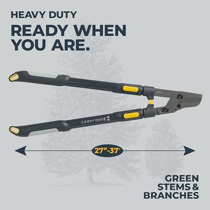 Woodland Tools Heavy Duty Extendable Lopper – 25 to 37 Inch Telescoping Branch Cutter with Lever-Action Bypass Blade – Manual Tree Limb Cutter for Thick Branches and Overhead Trimming - style: Heavy Duty Extendable Lopper