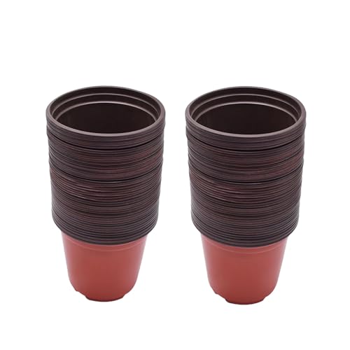 Plastic Planter Nursery Seedlings Pots - 5.5 Inches 100Pcs Flower Plant Container Seed Starting Pot for Outdoor Succulents Seedlings Cuttings Transplanting - size: 5.5 x 4 x 3 in