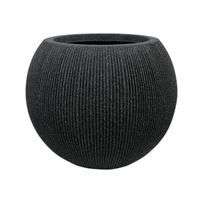11.8" H x 14.5" Dia Large Round Plastic Black Planter with Drainage & Plug - color: Mediterranean Black