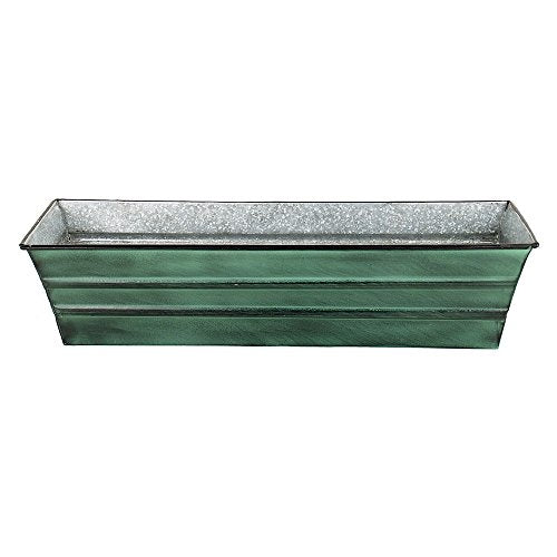 Achla Designs Galvanized Window Flower Box Planter-Green-Small (22" L x 6" W x 5" H) - color: Green, size: Small