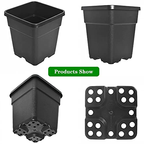 Square Planter Nursery Pots 9.77 Gallon Pots for Plants, Injection Molded Plastic Nursery Pots, Plant Container 9.77 Gal 5-Pack - color: Black, size: Square-14inch-5pcs