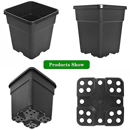 Square Planter Nursery Pots 9.77 Gallon Pots for Plants, Injection Molded Plastic Nursery Pots, Plant Container 9.77 Gal 5-Pack - color: Black, size: Square-14inch-5pcs