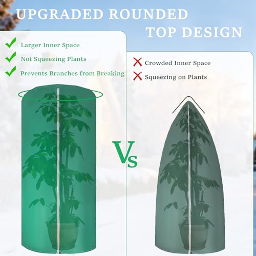 2 Pcs 47"×71" Large Rounded Top Winter Plant Freeze Protection Covers with Zipper & Drawstring, Non-Woven Frost Cloth Plant Freeze Protection,Frost Blankets for Outdoor Shrub Bush Fruit Tree