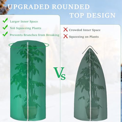 2 Pcs 47"×71" Large Rounded Top Winter Plant Freeze Protection Covers with Zipper & Drawstring, Non-Woven Frost Cloth Plant Freeze Protection,Frost Blankets for Outdoor Shrub Bush Fruit Tree
