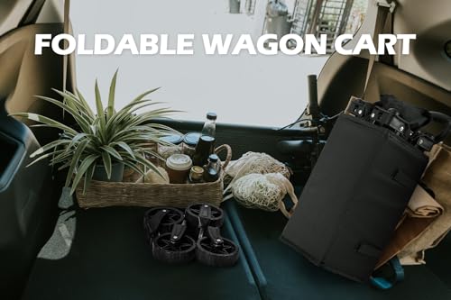 Leonyo 220Lbs Foldable Grocery Wagon Cart with Wheels for Camping, Black - color: Black
