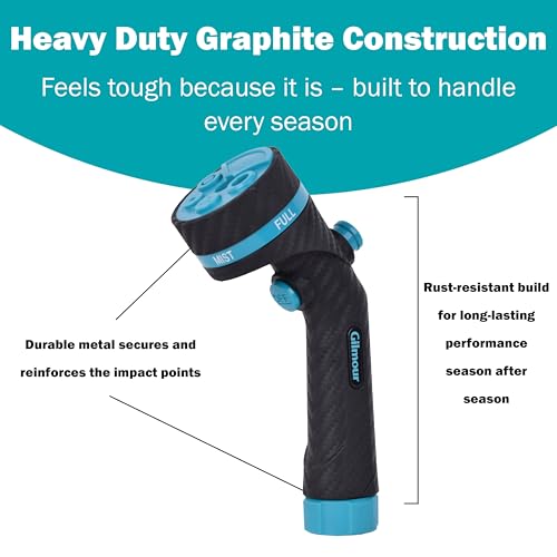 Gilmour Heavy Duty Button Control Garden Hose Nozzle with Swivel Connect