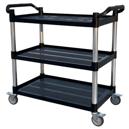 3-Tier Rolling Utility Cart with Wheels, 540 lbs Capacity Service Cart, Commercial Kitchen Cart with 4 Lockable Swivel Casters for Restaurant/Home/Warehouse/Office (40 x 20 x 38 in)