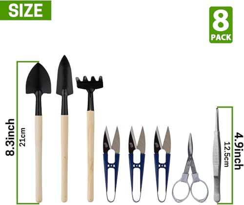 Bonsai Set 8 Pcs, Bonsai Tools Kit, Garden Tools Set