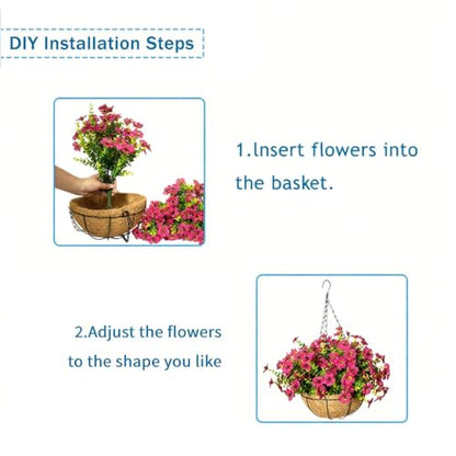 Artificial Hanging Flowers, UV Resistant, 12 Bundles, Rose Red - color: Rose Red