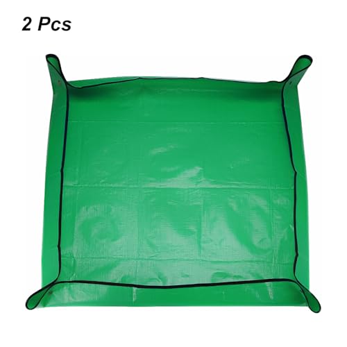 HARFINGTON 2Pcs Repotting Mat 39.4"x39.4" PE Cloth Waterproof Plant - color: Green, size: 39.4" x 39.4"