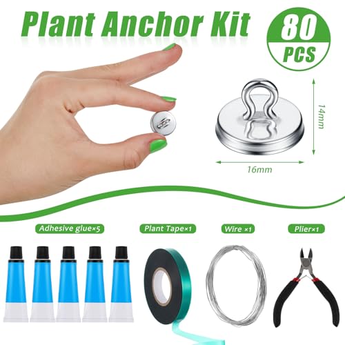 WILLBOND 80 Pcs Plant Anchors Kit for Vine Wall Stucco Trellis, Silver - color: Silver